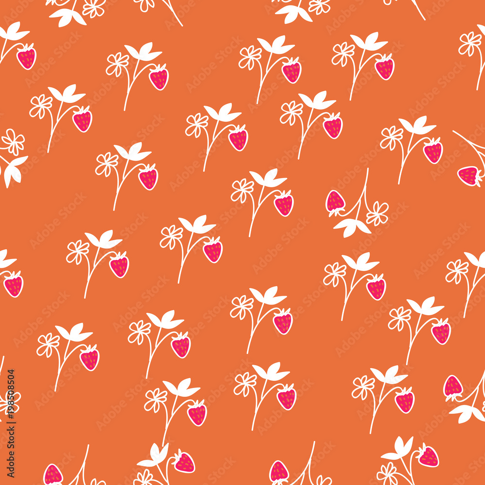 Seamless strawberry pattern , leaves, branches. Hand drawn. Seamless strawberry pattern , leaves, branches. Hand drawn.