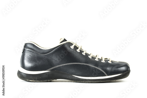 Black sport shoe isolated white background
