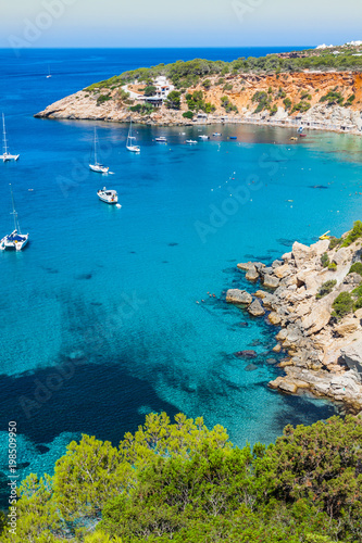 Fototapeta Naklejka Na Ścianę i Meble -  Es vedra island of Ibiza  Cala d Hort in Balearic islands