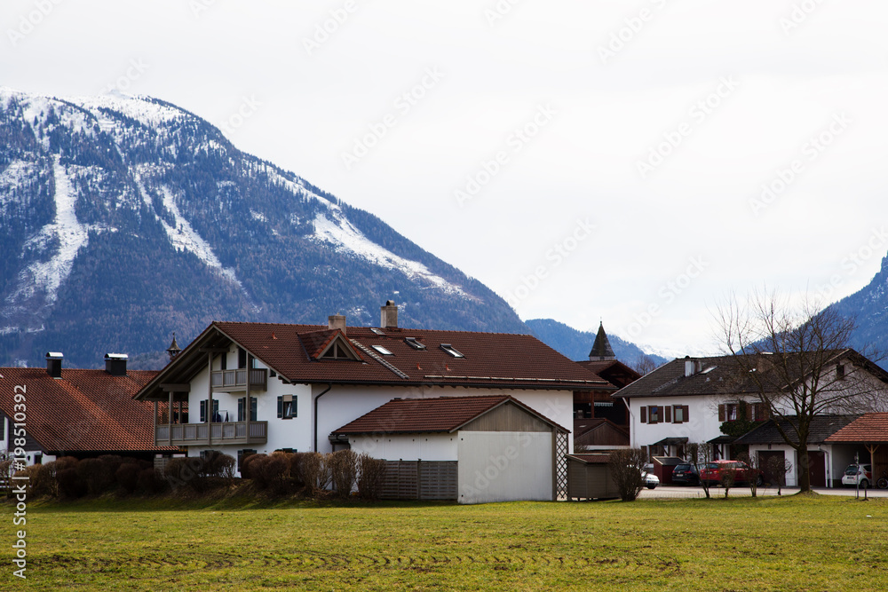 Typical German houses near Alps
