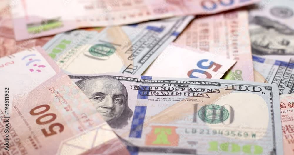US dollar and Hong Kong dollar exchange rate concept US dollar and Hong Kong dollar exchange rate concept