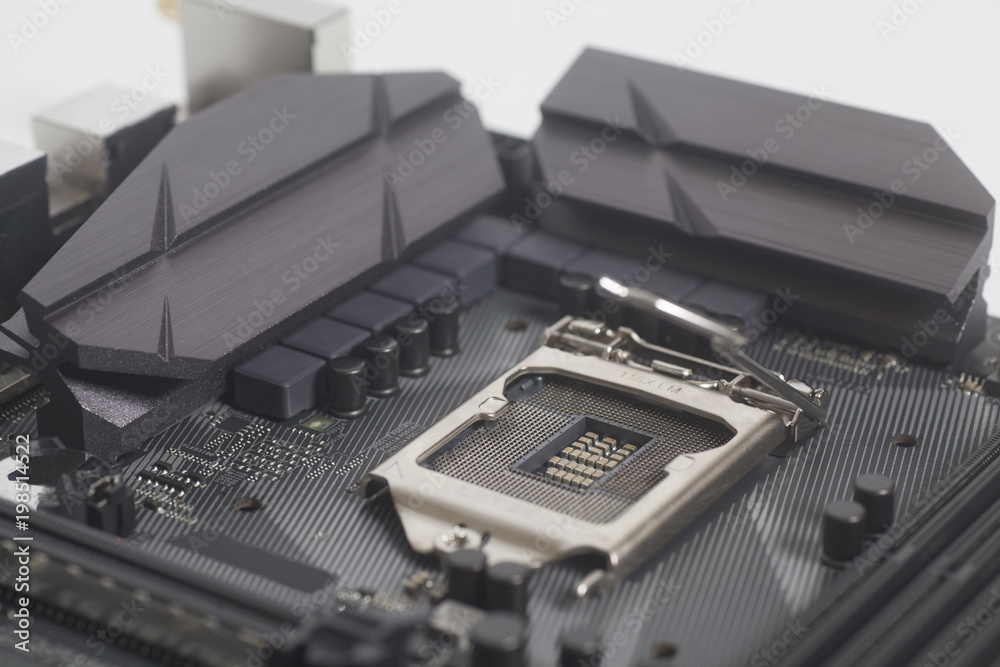 Intel LGA 1151 cpu socket on motherboard Computer PC Stock Photo | Adobe  Stock