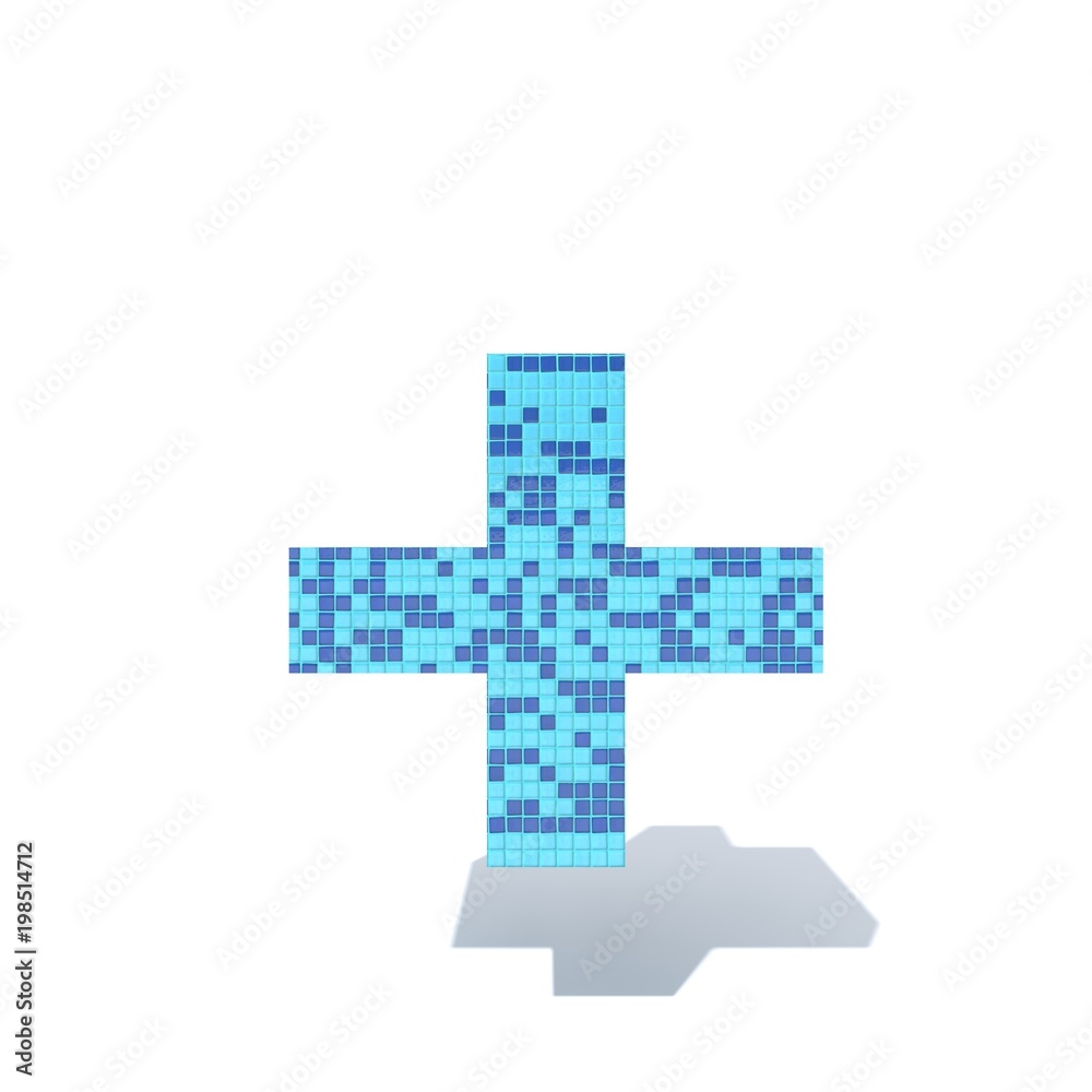 Conceptual blue light and dark square mosaic ceramic or glass tiles font isolated on white background. 3D illustration of bathroom or pool abstract texture pattern for education or spa concept design Conceptual blue light and dark square mosaic ceramic or glass tiles font isolated on white background. 3D illustration of bathroom or pool abstract texture pattern for education or spa concept design