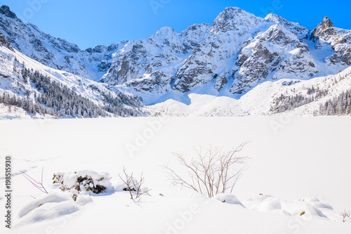 Frozen Morskie Oko lake in winter season, Tatra Mountains, Poland
