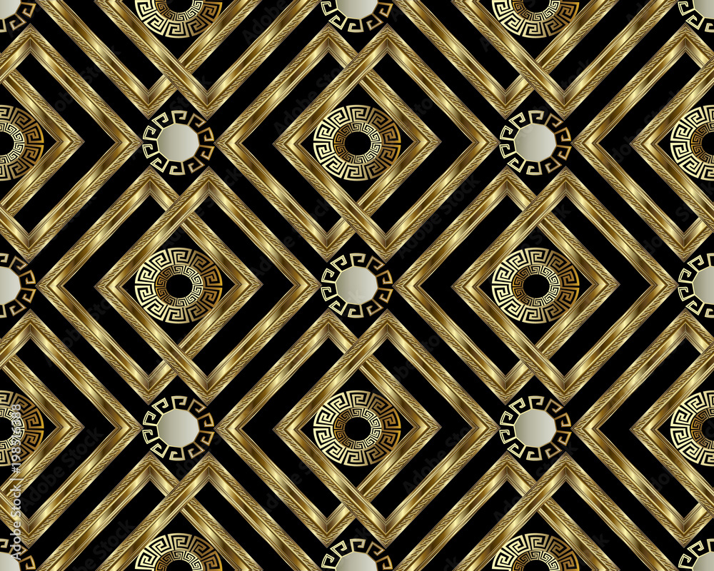 Embroidery Vector Meander Seamless Pattern. Tapestry Geometric Background  Wallpaper. Grunge Surface Embroidered 3d Ornaments. Hatching Gold Greek  Key, Geometric Shapes, Rhombus, Triangles, Lace Lines. Stock Photo, Picture  and Royalty Free Image. Image