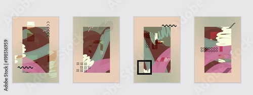 Set of artistic abstract universal card templates