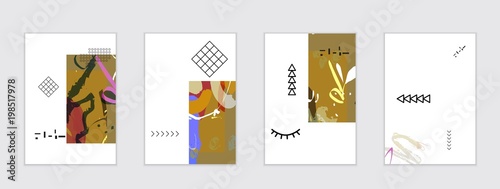Set of artistic abstract universal card templates
