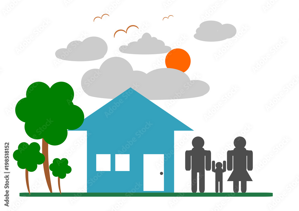 Fototapeta premium Good Life and Green Environment. Family Concept.