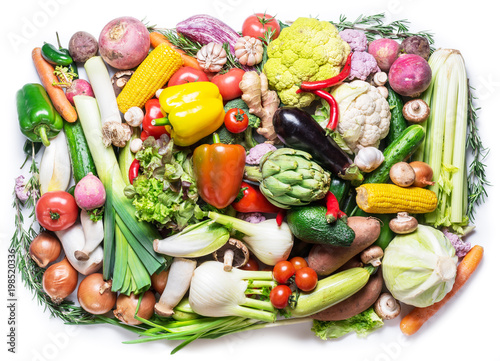 Fototapeta Naklejka Na Ścianę i Meble -  Different organic vegetables. Multicolored food background.