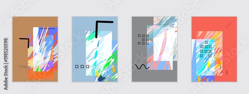 Set of artistic abstract universal card templates