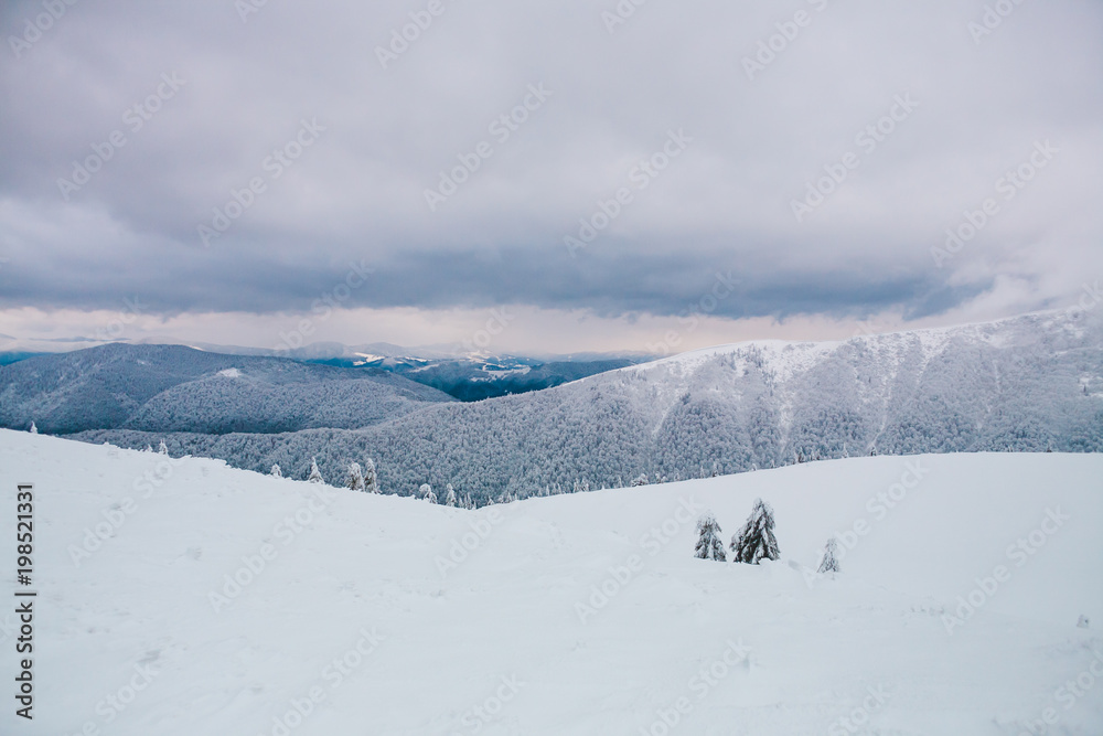 Winter landscape in the mountains.