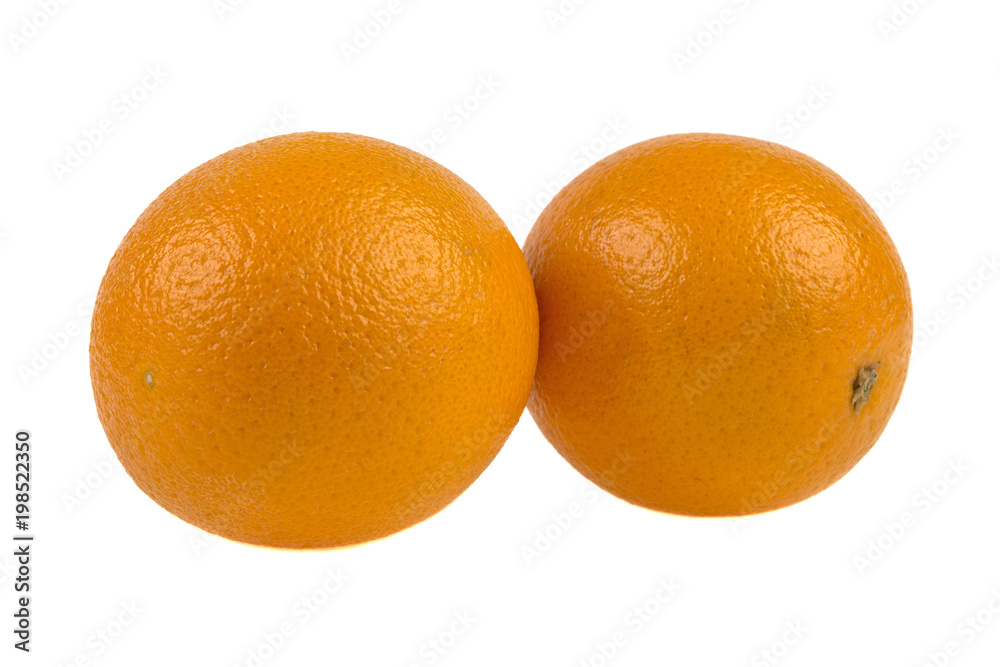 two orange fruit isolated on white background two orange fruit isolated on white background