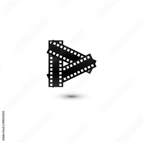 Film reel play button multimedia logo graphic template