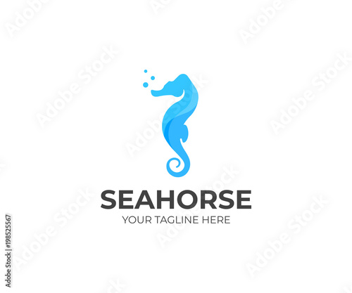 Sea horse logo template. Sealife vector design. Marine animal logotype