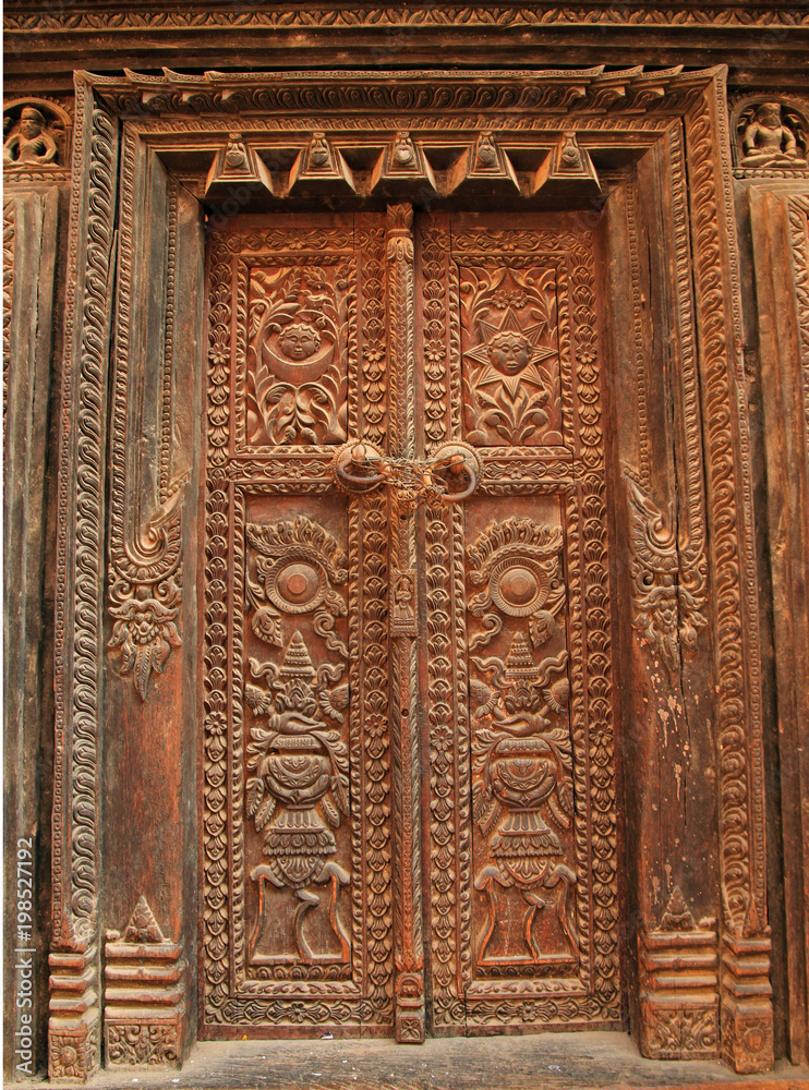 Old door in Bhaktapur Durbar Square, Bhaktapur, Nepal