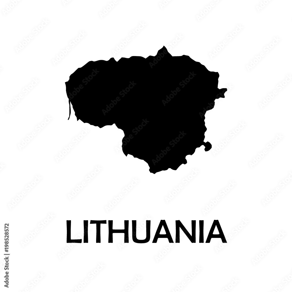 Lituania Vector Vector map Lithuania. Isolated vector Illustration. Black on White ...