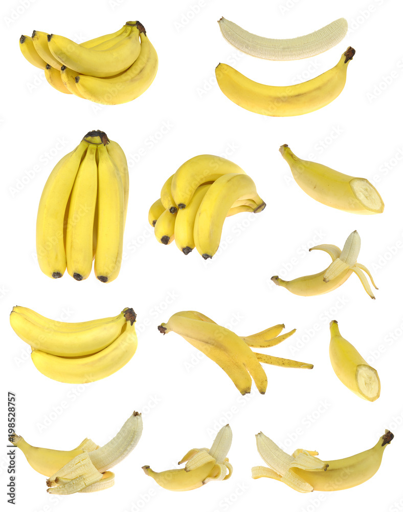 Banana set isolated on white background