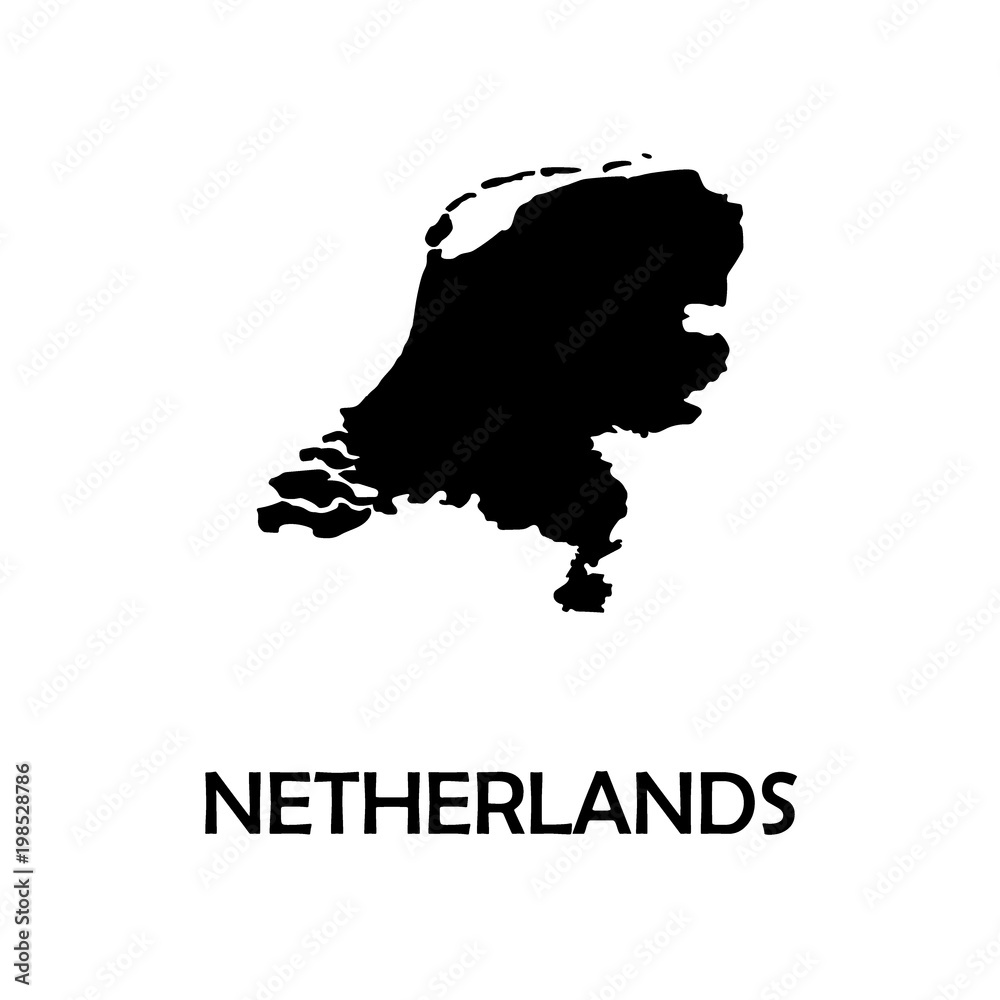 Vector map Netherlands. Isolated vector Illustration. Black on White background. EPS Illustration.