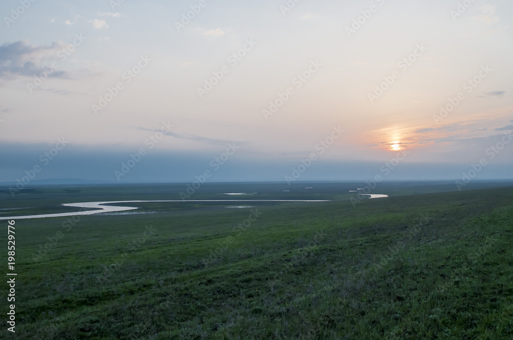 Sunrise over the steppe