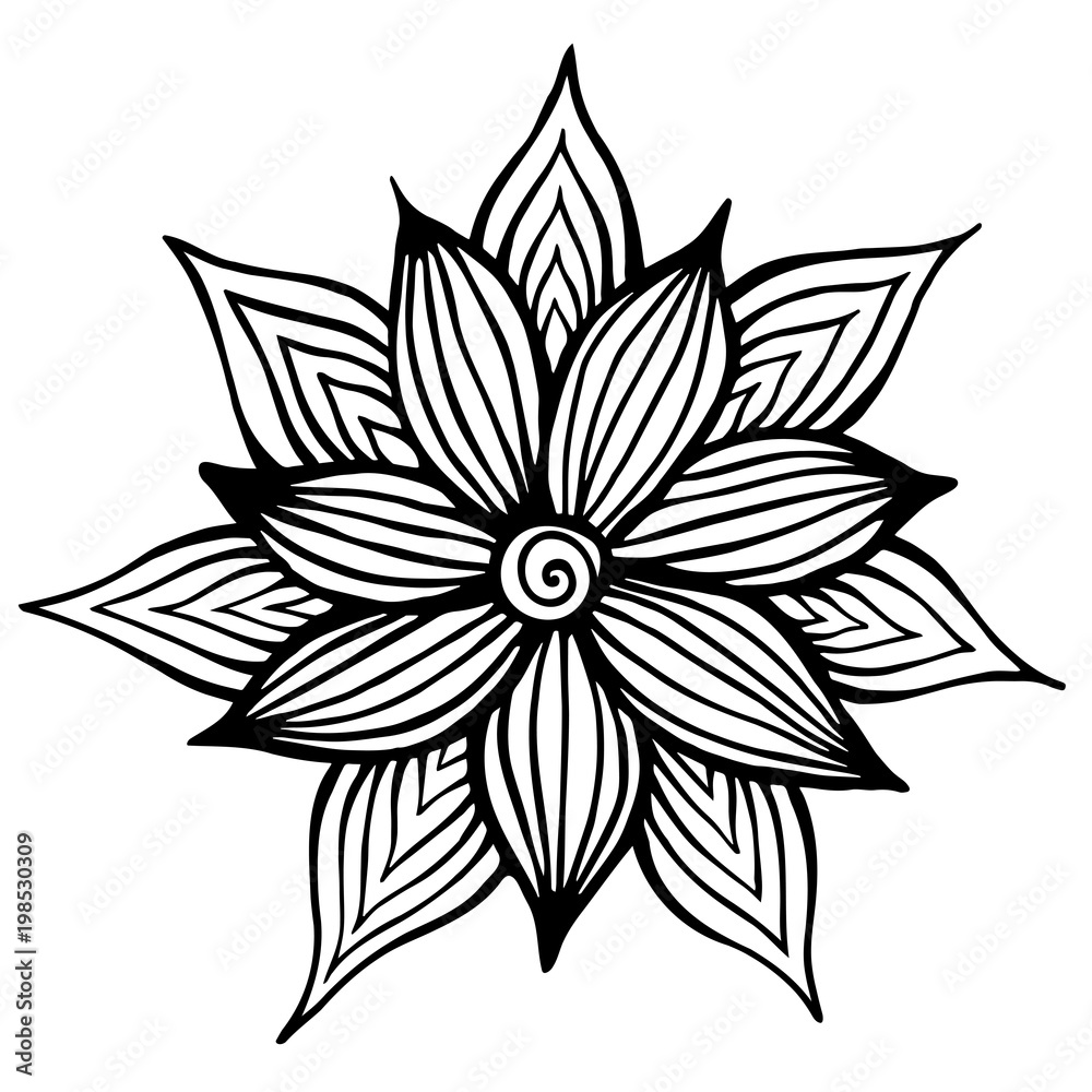 decorative flower, hand-drawing vector illustration sketch