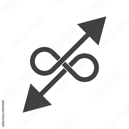 Grey double arrow with loops in different directions