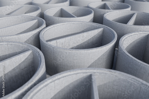 Fototapeta Naklejka Na Ścianę i Meble -  Concrete shaft manhole rings - 3D Rendering