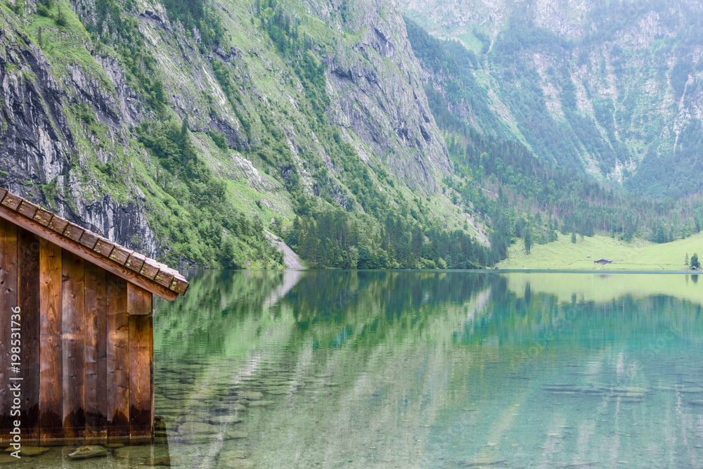 Great summer panorama of the Obersee lake. Green morning scene of Swiss Alps, Nafels village location, Switzerland, Europe. Beauty of nature concept background.