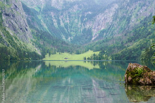 Great summer panorama of the Obersee lake. Green morning scene of Swiss Alps, Nafels village location, Switzerland, Europe. Beauty of nature concept background. photo