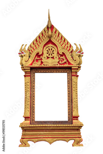 Thai temple window Isolated on white background.