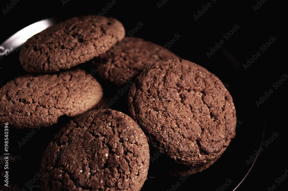 oatmeal cookies black table plate oatmeal cookies black table plate