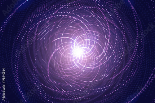 Abstract technology neon lines spiral tunnel. Violet geometric concstruciton. Dynamic background for project