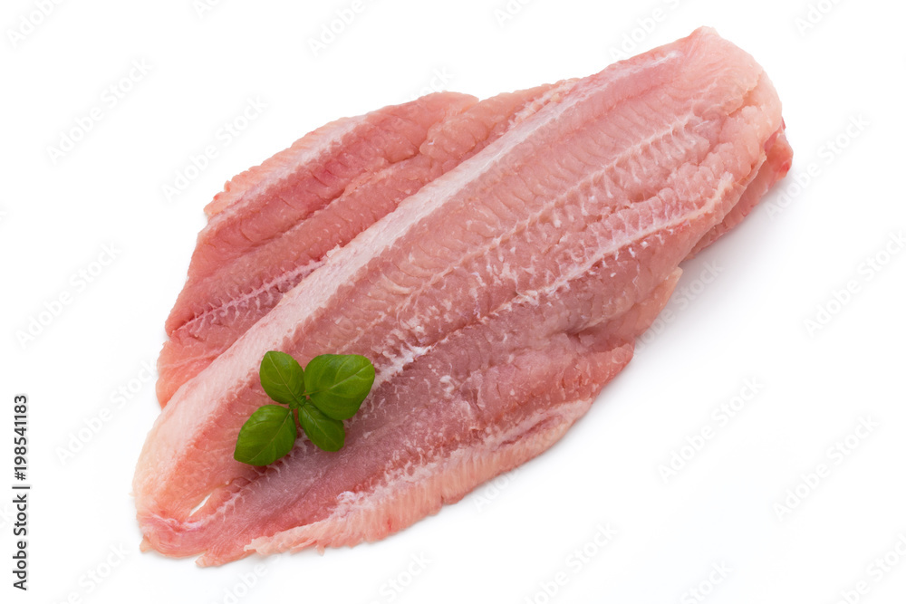 Fillet of Fish Pangasius. Isolated on white background. Fillet of Fish Pangasius. Isolated on white background.