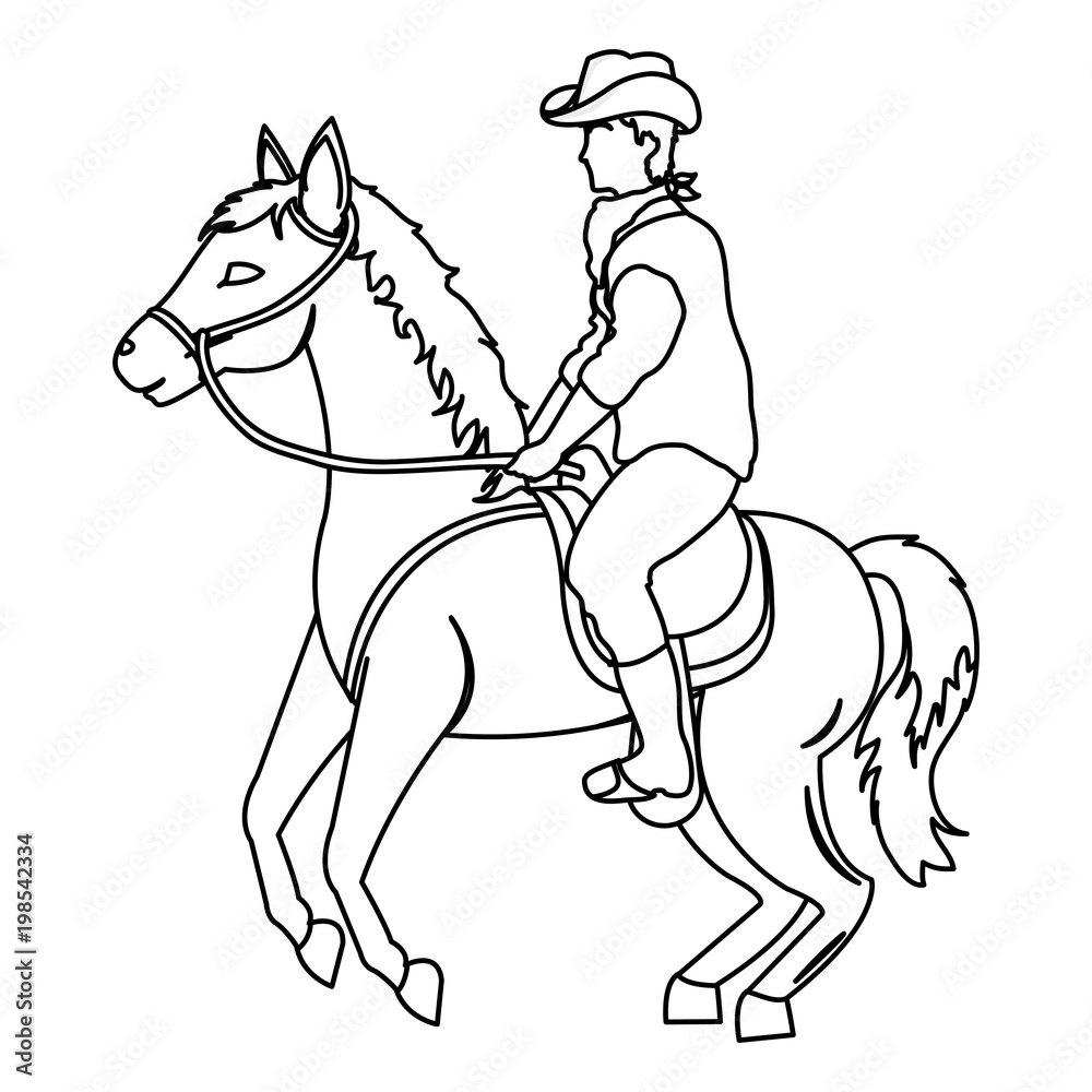 line man with beard ride horse animal Stock Vector | Adobe Stock