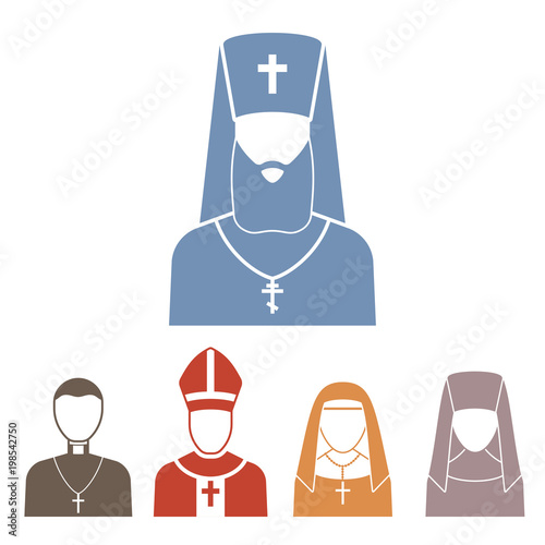 Christianity religion people vector pastor religionism flat illustration holy character silhouette praying religionary christian faith religionist priest church traditional culture symbol.