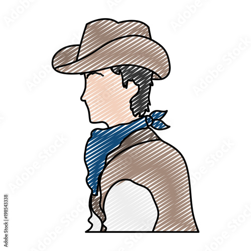 doodle horse rider with hat and kerchief design