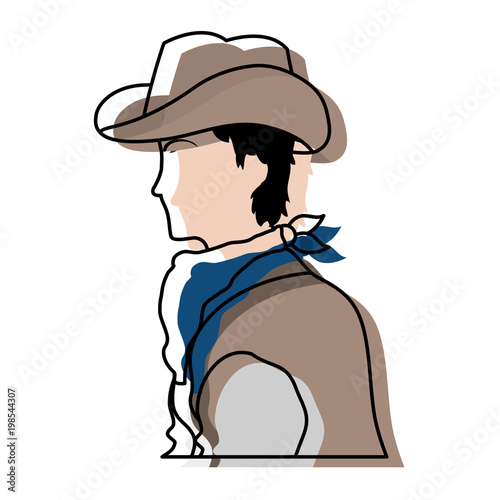 moved color horse rider with hat and kerchief design