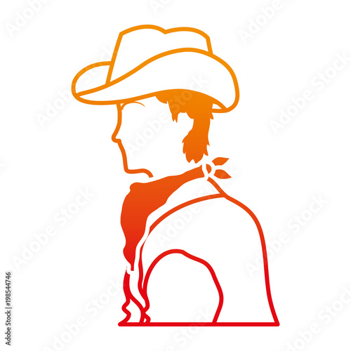 degraded line horse rider with hat and kerchief design