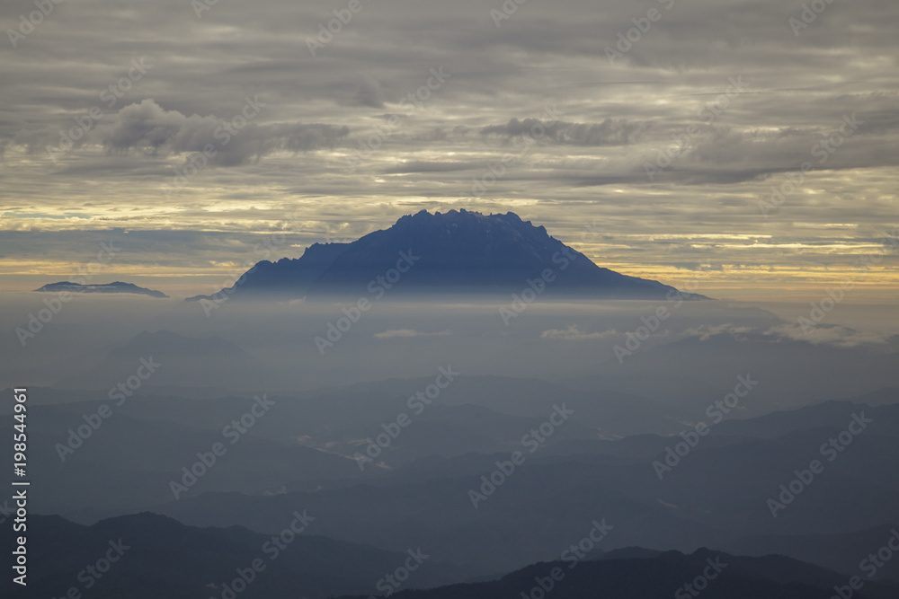 Mount Kinabalu - the highest point of the island of Borneo, from the height of the aircraft