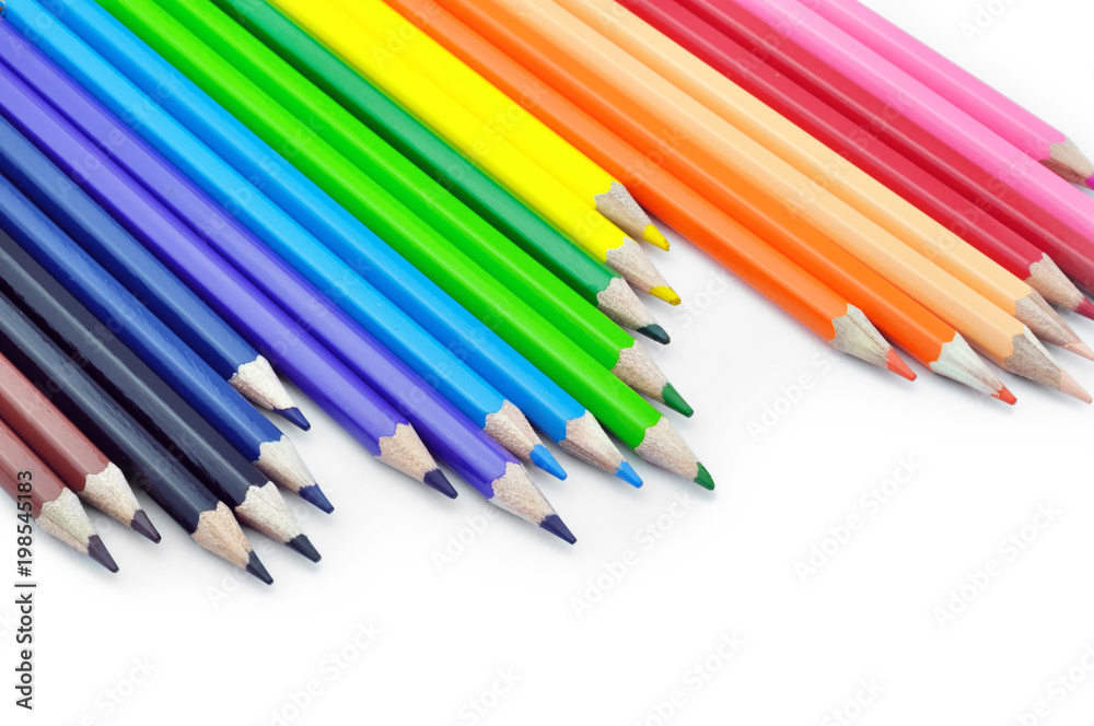 Fototapeta premium Colored Pencils, Isolated on White