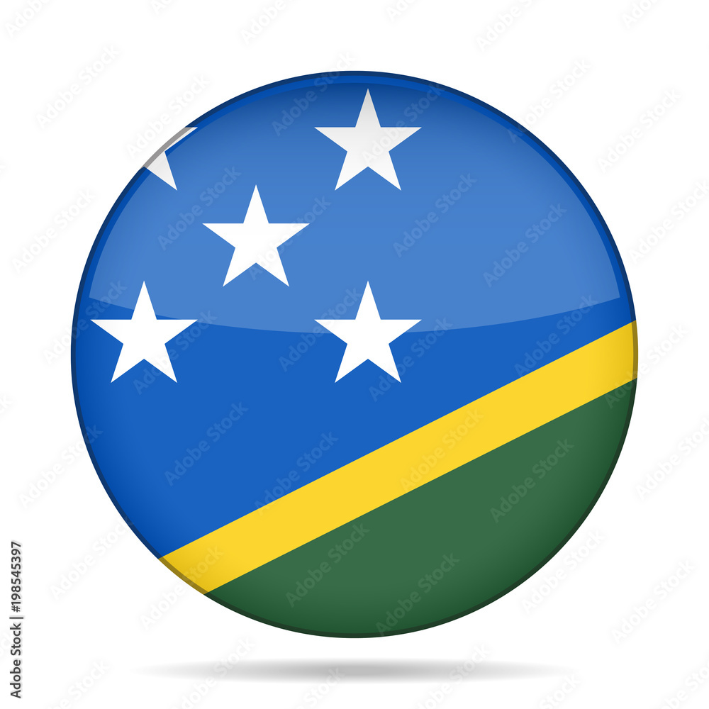 Flag of Solomon Islands. Shiny round button. Flag of Solomon Islands. Shiny round button.