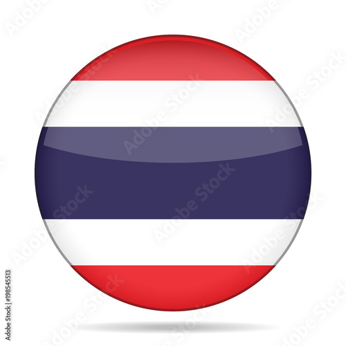 Flag of Thailand. Shiny round button.