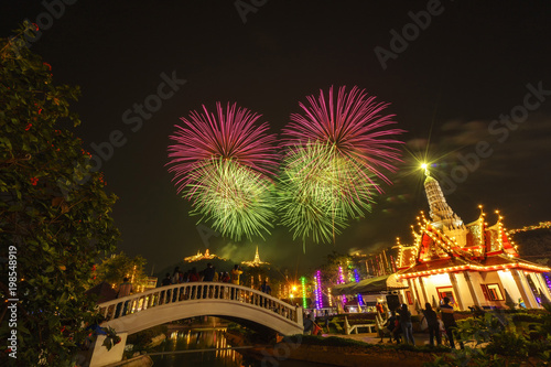 Fireworks in the sky, Phra Nakhon Khiri, Thailand