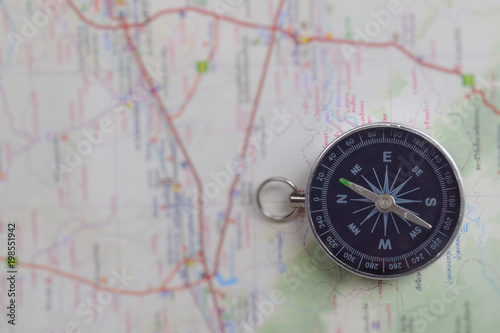 compass on map travel concept