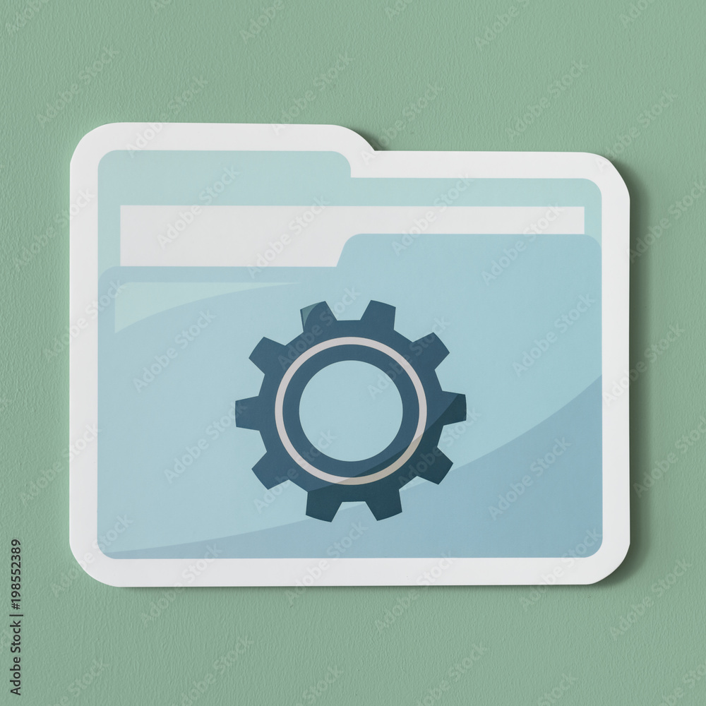 Paper cut out settings folder icon Paper cut out settings folder icon