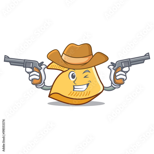 Cowboy fortune cookie character cartoon
