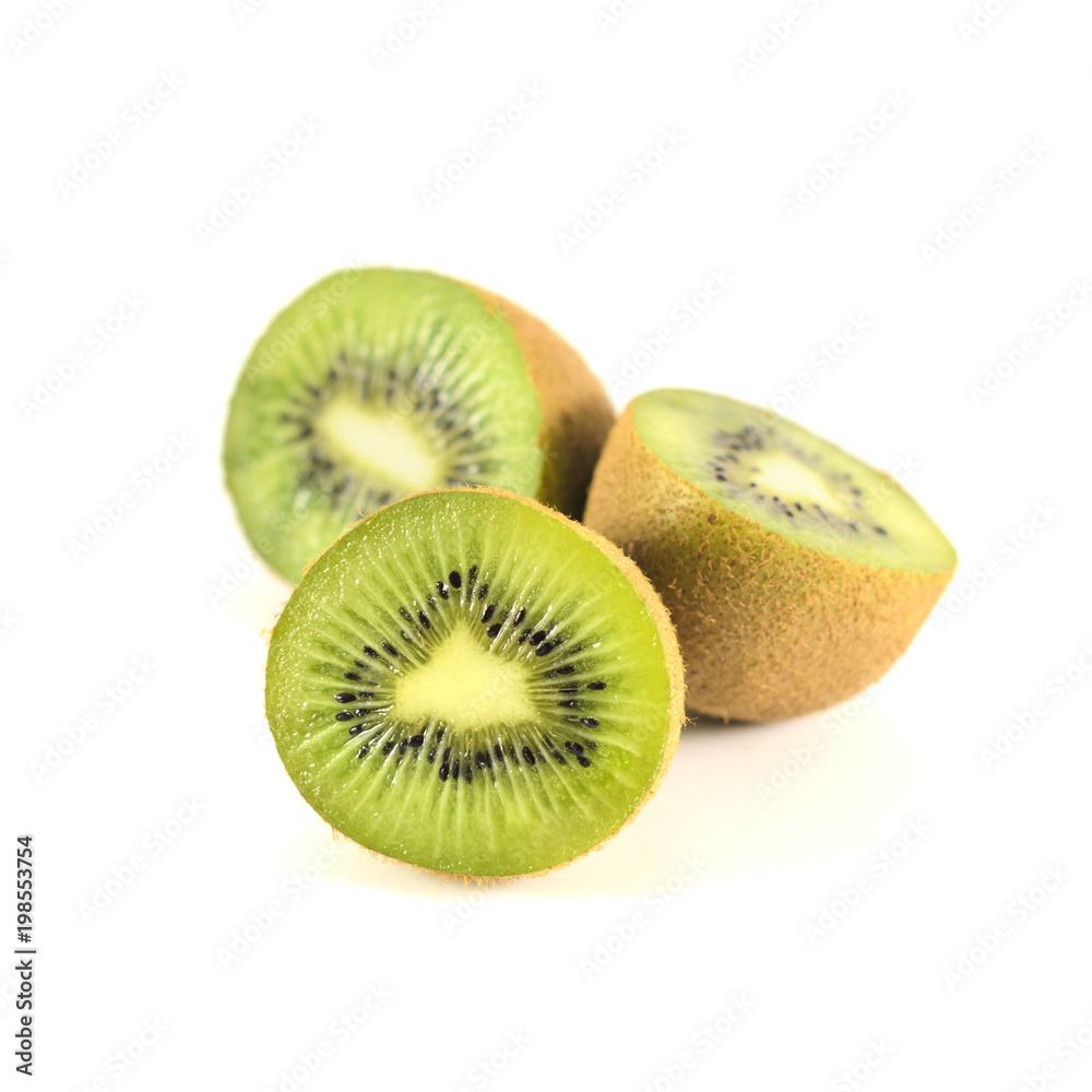 several slice fresh kiwi isolated on white background. several slice fresh kiwi isolated on white background.