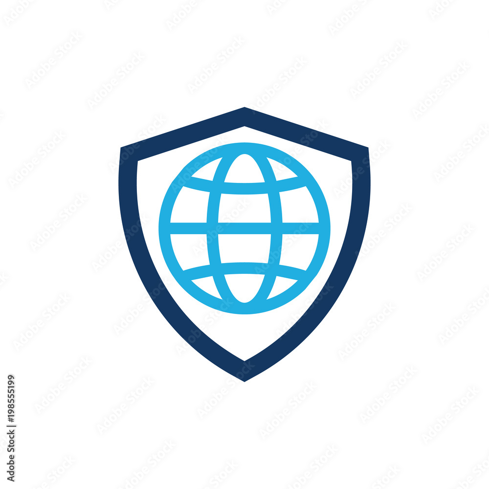 Globe Shield Logo Icon Design