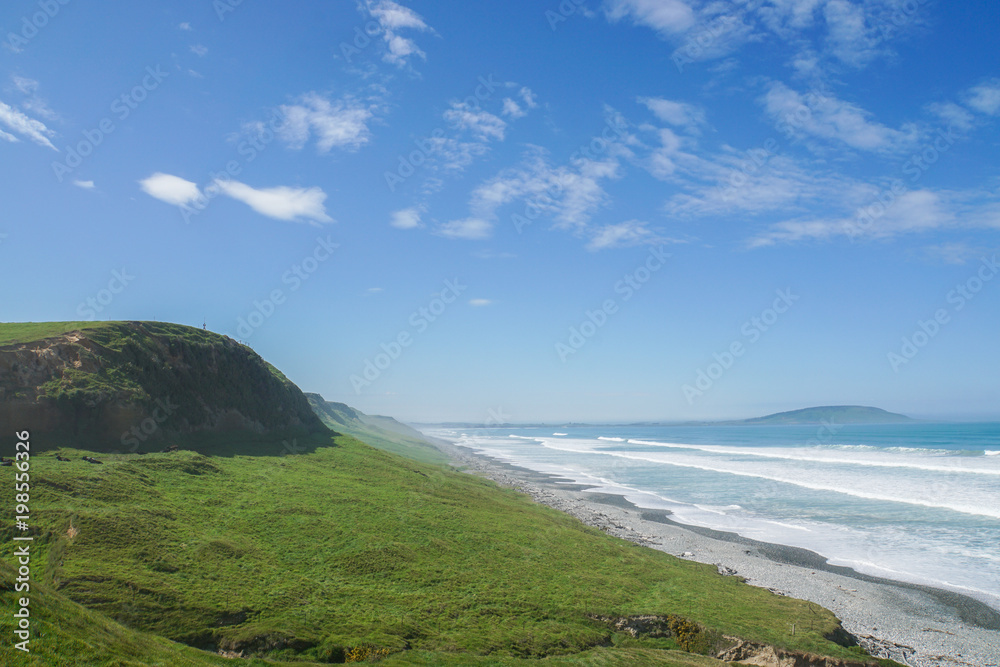 sea wave and breeze at green hill in New Zealand