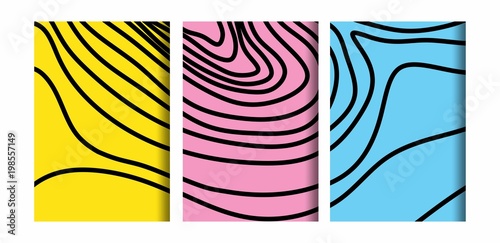 Abstract black and white topographic contours lines of mountains. Topography map art curve drawing design business cards, invitations, gift cards. vector illustration.