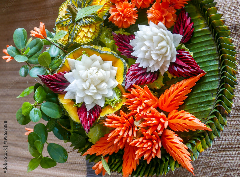 Colorful Thai Carved Vegetable Platter